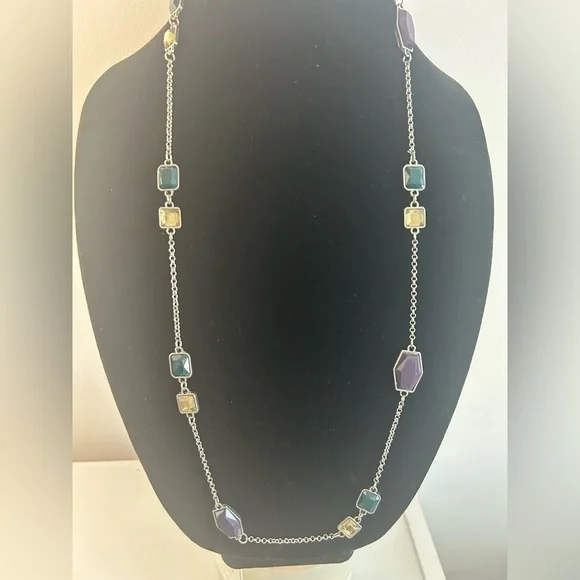 Elegant Multi-Color Gemstone Necklace - Picture 1 of 7